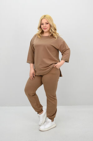 Kadın Büyük Beden Truvakar Kol Lastik Paça Eşofman Takımı 8185-25