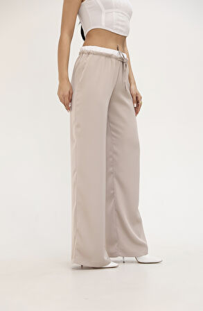 Kadın Yüksek Bel Bol Paça Pantolon 6338-25