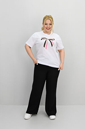 Kadın Büyük Beden Kurdele Detaylı Payet İşlemeli Eşofman Takımı 8200-25