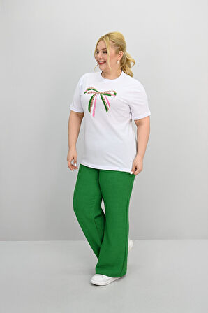 Kadın Büyük Beden Kurdele Detaylı Payet İşlemeli Eşofman Takımı 8200-25