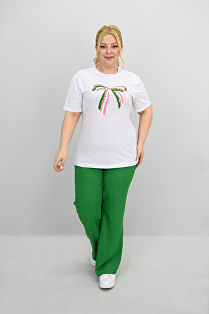 Kadın Büyük Beden Kurdele Detaylı Payet İşlemeli Eşofman Takımı 8200-25