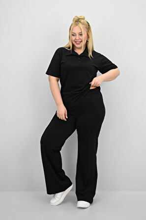 Kadın Büyük Beden Kısa Kollu Polo Yaka Eşofman Takımı 8188-25