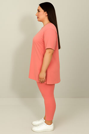 Kadın Büyük Beden Kısa Kollu Tayt Takım 8210-25