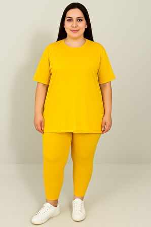 Kadın Büyük Beden Kısa Kollu Tayt Takım 8210-25