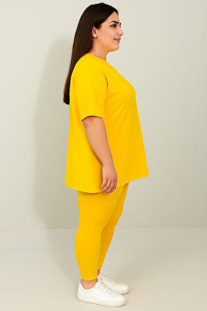Kadın Büyük Beden Kısa Kollu Tayt Takım 8210-25