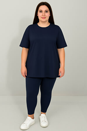 Kadın Büyük Beden Kısa Kollu Tayt Takım 8210-25