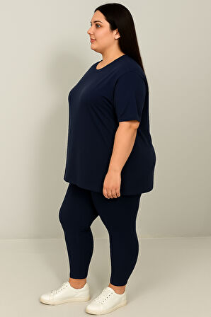 Kadın Büyük Beden Kısa Kollu Tayt Takım 8210-25