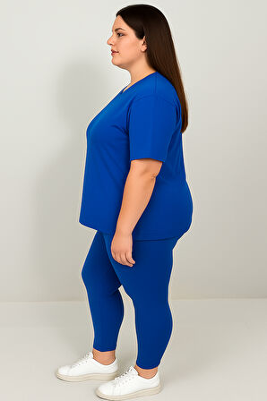 Kadın Büyük Beden Kısa Kollu Tayt Takım 8210-25