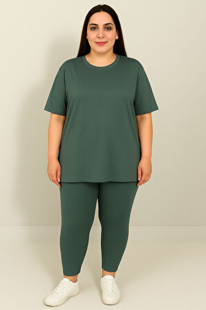 Kadın Büyük Beden Kısa Kollu Tayt Takım 8210-25