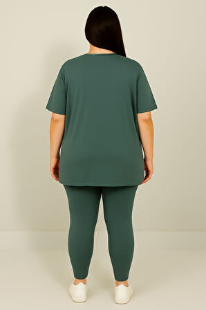 Kadın Büyük Beden Kısa Kollu Tayt Takım 8210-25