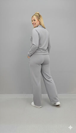 Kadın Büyük Beden Uzun Kollu Polo Yaka Eşofman Takımı 8212-26