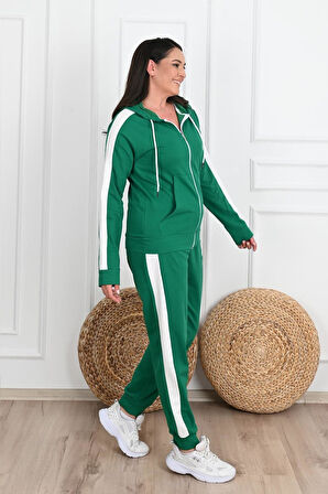 Kadın Yan Şerit Detaylı Büyük Beden Eşofman Takımı 3504-23