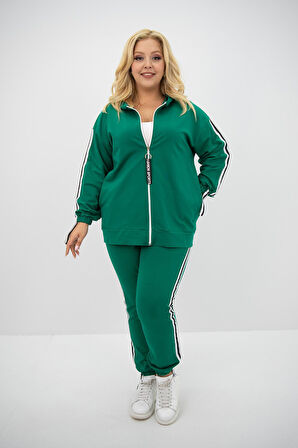 Kadın Büyük Beden Kapüşonlu Baskı Detaylı Eşofman Takımı 8136-25