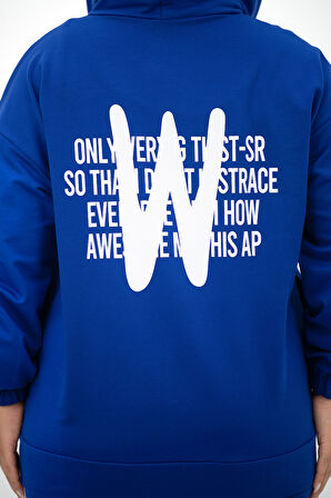 Kadın Büyük Beden Kapüşonlu Baskı Detaylı Eşofman Takımı 8136-25