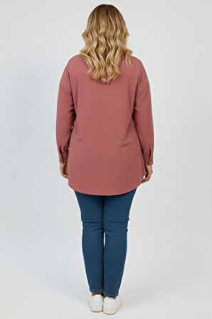 Kadın Büyük Beden Pul Payet İşlemeli Uzun Kollu Gömlek 1985-26