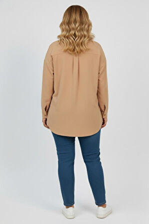 Kadın Büyük Beden Pul Payet İşlemeli Uzun Kollu Gömlek 1985-26