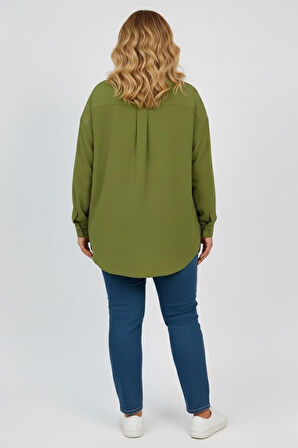 Kadın Büyük Beden Pul Payet İşlemeli Uzun Kollu Gömlek 1985-26