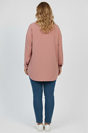 Kadın Büyük Beden Pul Payet İşlemeli Uzun Kollu Gömlek 1985-26