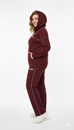 Kadın Büyük Beden Uzun Kollu Modal Kumaş Kapüşonlu Eşofman Takımı 8220-26 (4338K)