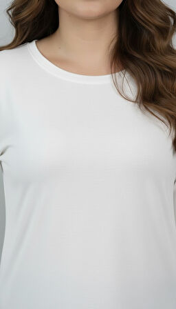 Kadın Büyük Beden Uzun Kollu Yırtmaçlı Basic Bluz 1984