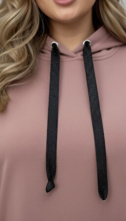 Kadın Büyük Beden Uzun Kollu Kapüşonlu Kanguru Cepli Sweatshirt 2016