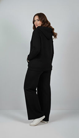 Kadın Büyük Beden Uzun Kollu Kapüşonlu Eşofman Takımı 8228-26