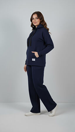 Kadın Büyük Beden Uzun Kollu Kapüşonlu Eşofman Takımı 8228-26