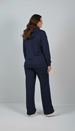 Kadın Büyük Beden Uzun Kollu Kapüşonlu Eşofman Takımı 8228-26