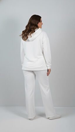 Kadın Büyük Beden Uzun Kollu Kapüşonlu Eşofman Takımı 8228-26