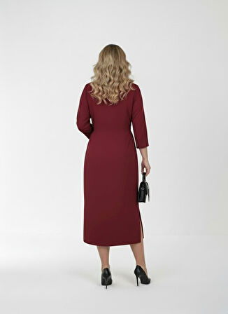 Kadın Büyük Beden Gömlek Yaka Bağlamalı Elbise 5399-26