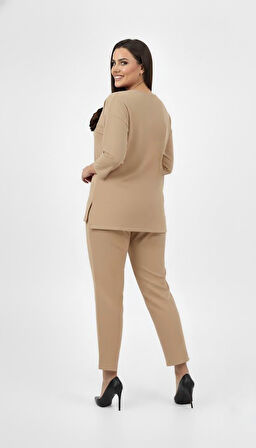 Kadın Büyük Beden Truvakar Kol Çiçek Detaylı İki İplik Eşofman Takımı 8224-26