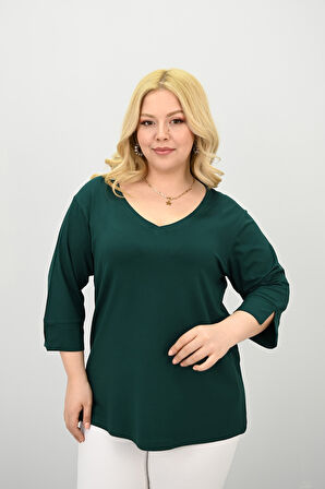 Kadın Büyük Beden Bantlı V yaka Bluz 1919-25