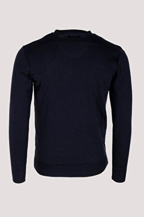 Erkek Triko Lacivert Bisiklet Yaka Baklava Desenli Slim Fit Pamuklu Kazak NCS JEANS 3745