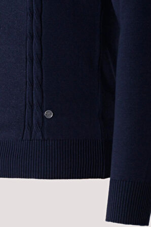 Erkek Triko Lacivert Bisiklet Yaka Baklava Desenli Slim Fit Pamuklu Kazak NCS JEANS 3745