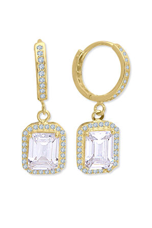 Baget Taşlı Altın Günlük Küpe