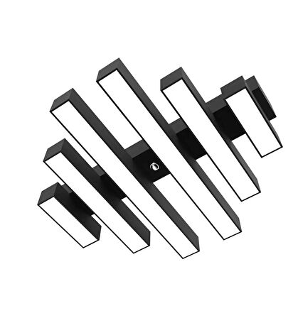Parrılla ( Siyah Kasa, Beyaz Işık ) Ledli Modern Plafonyer Led Avize, Salon, Mutfak, Oturma Odası