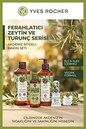 Zeytin ve Turunç Özlü 5 parça Bakım Seti - Duş Jeli Losyon Konsantre El Kremi Sabun