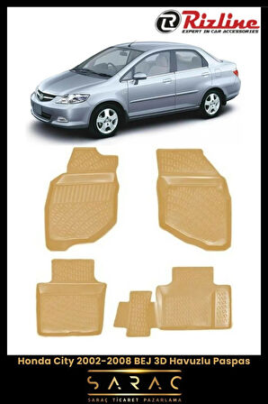 Rizline Honda City 2007 Model BEJ 3D Havuzlu Paspas