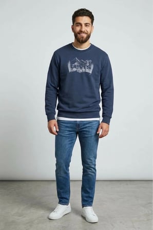 standart fit pamuk kumaş Erkek Graphic Sweatshirt Lacivert / 2XL