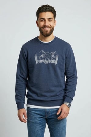 standart fit pamuk kumaş Erkek Graphic Sweatshirt Lacivert / 2XL