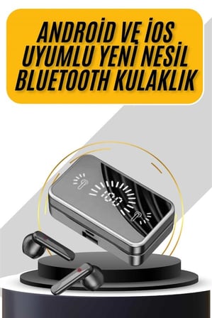 2000 mAh Şarj Kutulu Bluetooth Kablosuz Kulaklık – IPX5 Suya Dayanıklı, Yüksek Bass