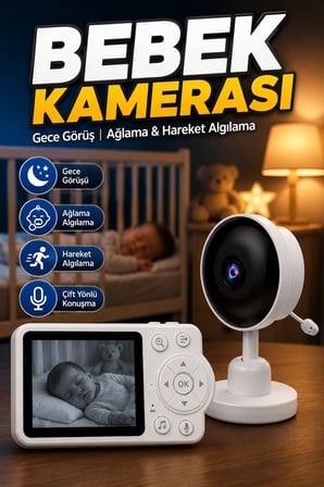 Kablosuz Bebek Monitörü Gece Görüşlü Ağlama ve Hareket Algılama 2X 4X Yakınlaştırma