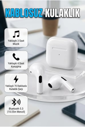 Şarj Kutulu TWS Kulak İçi Kulaklık – Bluetooth 5.3 + EDR, 15–25 Metre Bağlantı Menzili