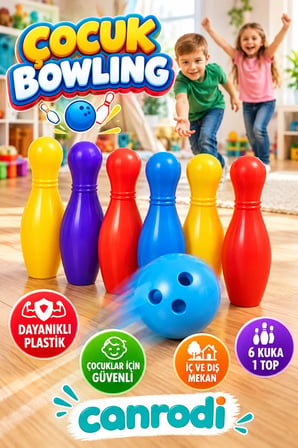 Renkli Çocuk Bowling Oyunu – 6 Kuka ve Toplu Aktivite Seti