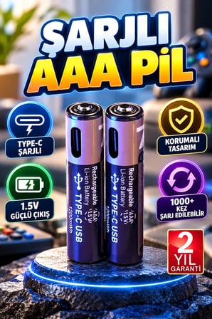 AAA Lityum Pil – Dahili Güvenlik Koruması ve Sağlam Dış Kaplama