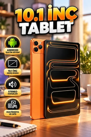 10.1 İnç Android Tablet – Stereo Hoparlörlü Multimedya ve Ofis Kullanımı
