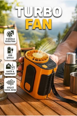 Taşınabilir USB Şarjlı Turbo Mini Fan 3 Kademeli Güçlü Soğutma
