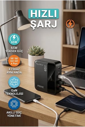 4 Portlu GaN Masaüstü Hızlı Şarj Cihazı – Akıllı Güç Yönetimi