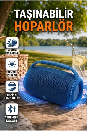 IPX5 Suya Dayanıklı LED Işıklı Taşınabilir Bluetooth Hoparlör Kompakt Tasarım