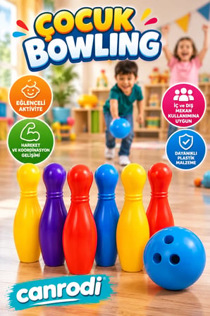 Çocuk Bowling Seti – Renkli Kukalar ve Top ile Eğlenceli Hareket Oyunu